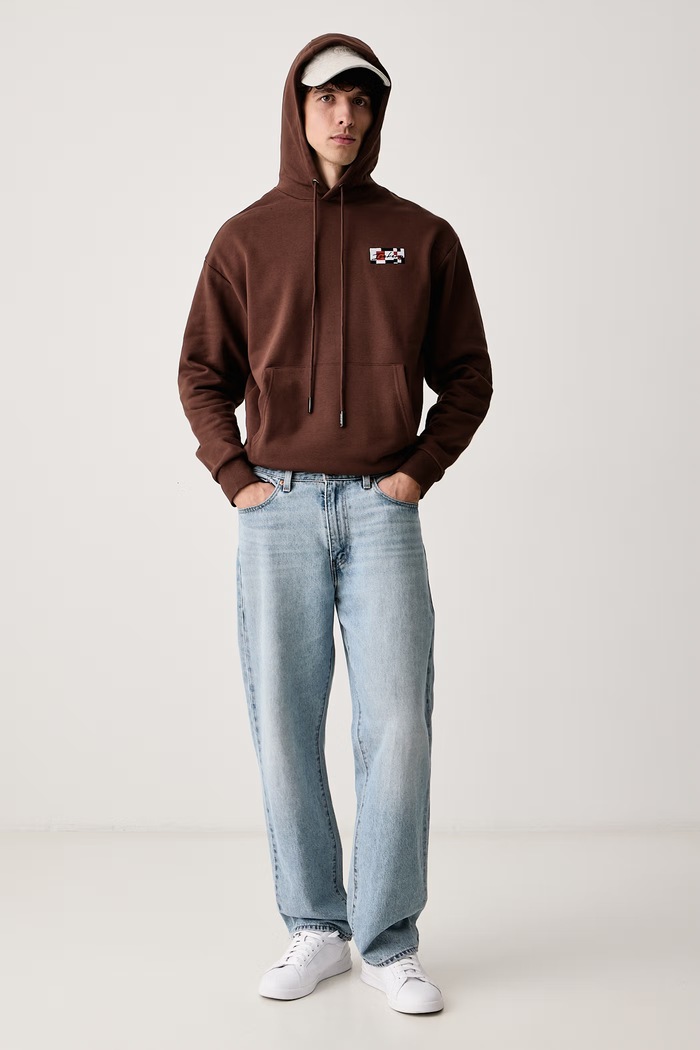 Iceberg Bluza z kapturem męska z bawełną E060.6317 brązowy AW26