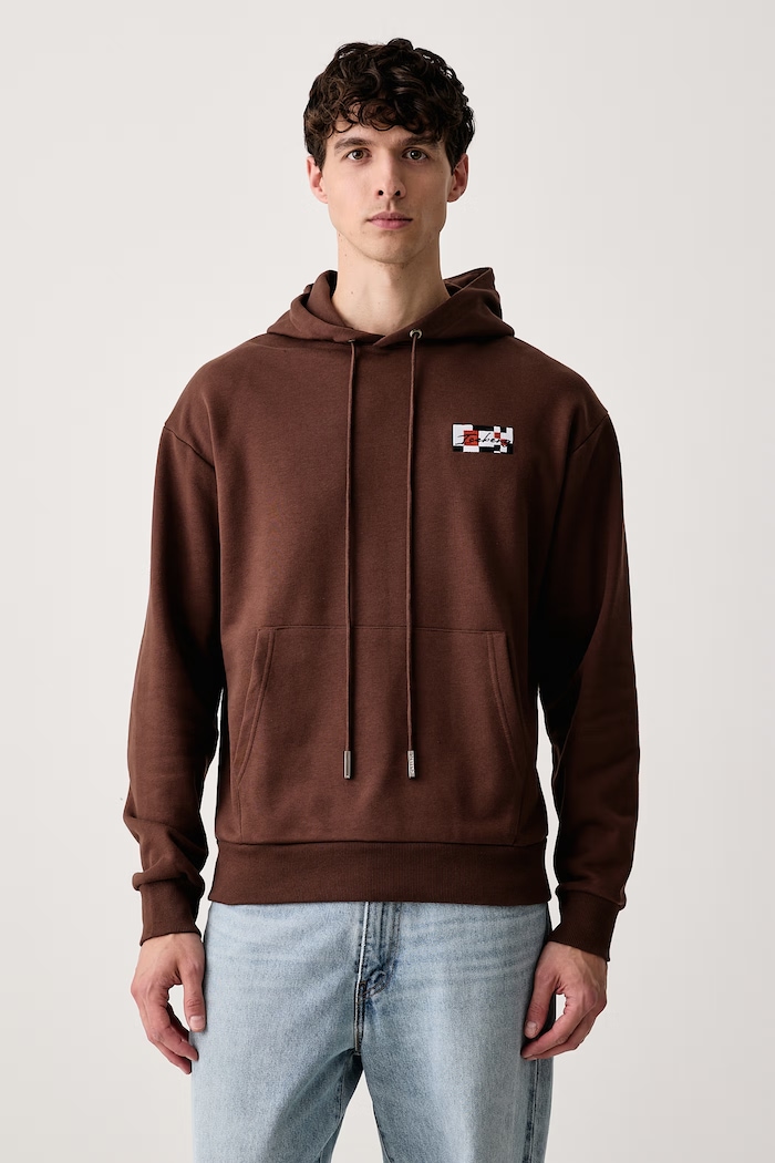 Odzież Iceberg Bluza z kapturem męska z bawełną E060.6317 brązowy