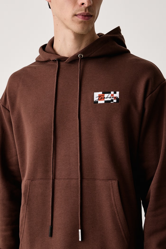 Bluza z kapturem męska z bawełną Iceberg E060.6317 brązowy