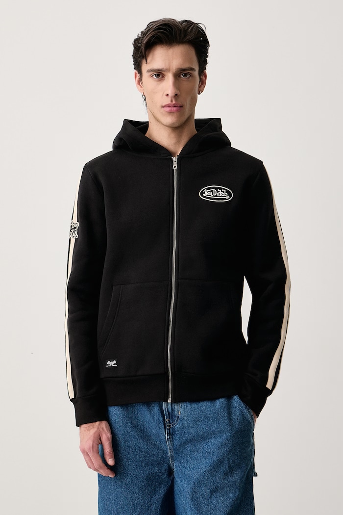 Von Dutch Bluza rozpinana z kapturem męska z bawełną czarny VD.1.SWZ.IZAN.NR