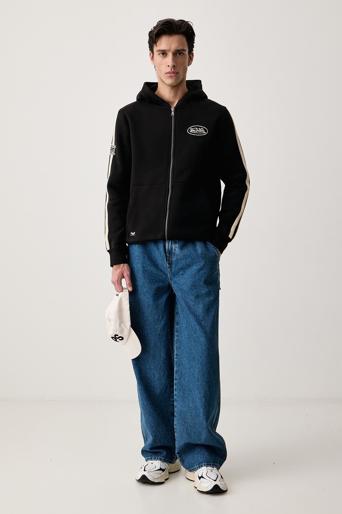 Von Dutch Bluza rozpinana z kapturem męska z bawełną VD.1.SWZ.IZAN.NR czarny AW26