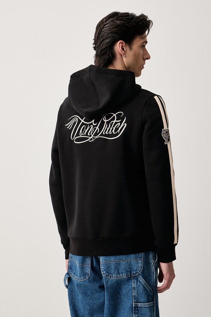 Odzież Von Dutch Bluza rozpinana z kapturem męska z bawełną VD.1.SWZ.IZAN.NR czarny