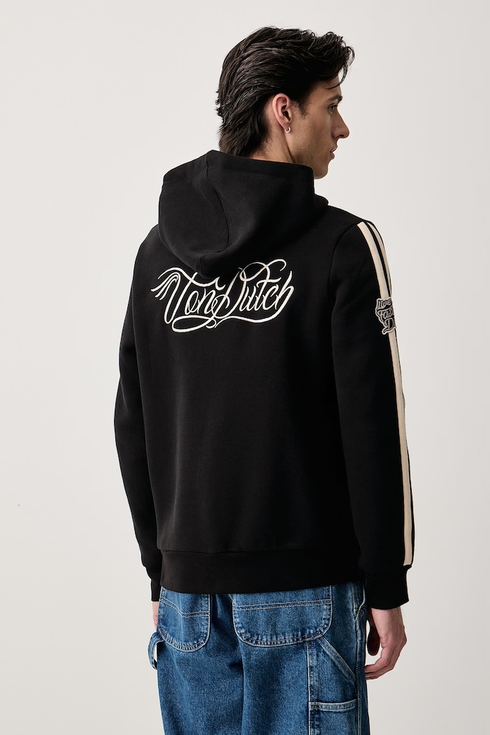 Odzież Von Dutch Bluza rozpinana z kapturem męska z bawełną VD.1.SWZ.IZAN.NR czarny