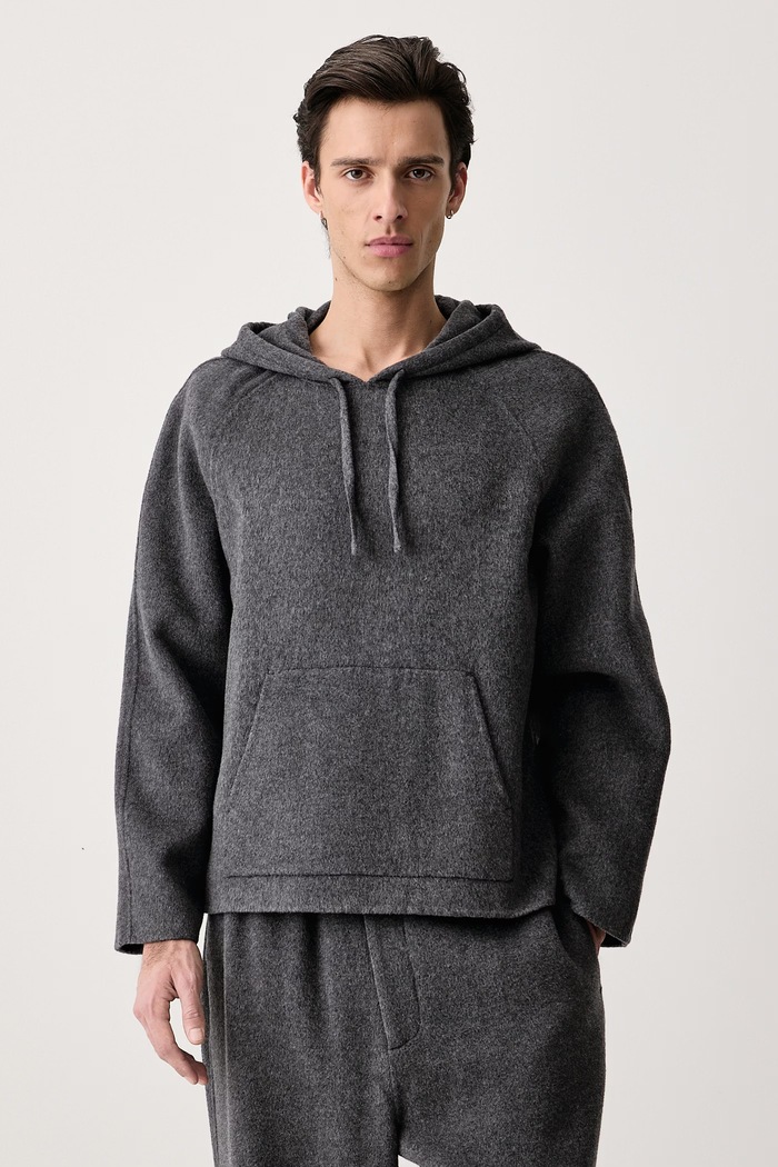 Officine Generale Bluza z kapturem męska wełniana BERRY szary W26MOVS072