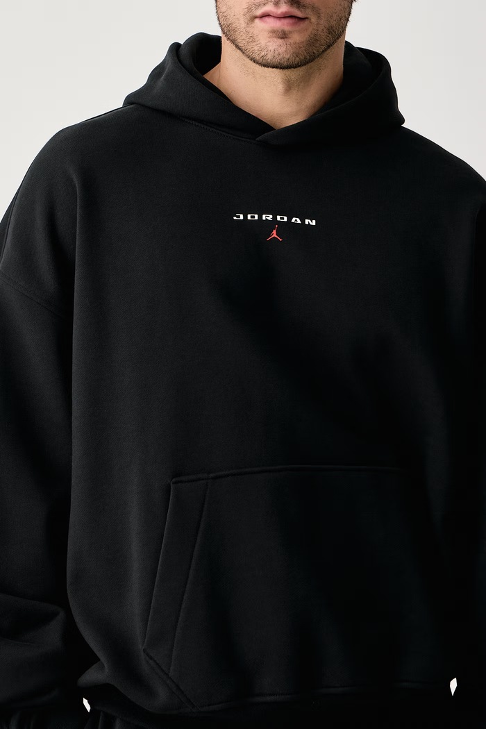 Bluza z kapturem męska z bawełną Flight Fleece Jordan IW6314.010 czarny