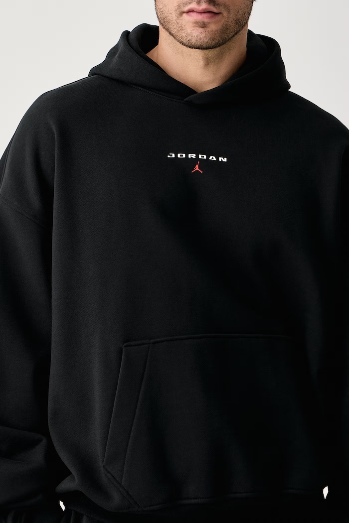 Bluza z kapturem męska z bawełną Flight Fleece Jordan IW6314.010 czarny