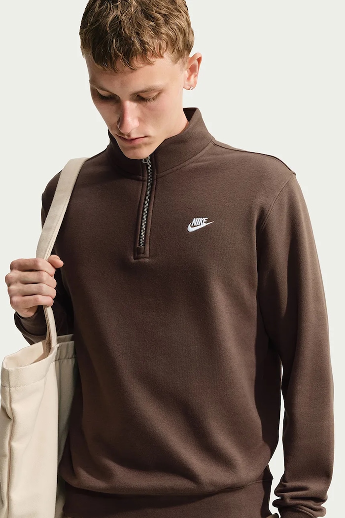 Odzież Nike Sportswear Bluza męska z bawełną Club FN3864.237 brązowy