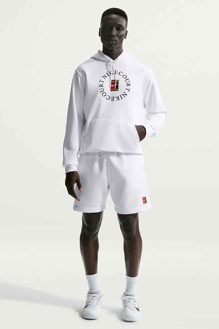 Nike Sportswear Bluza sportowa męska z bawełną NikeCourt Heritage Dri-FIT biały HM6759.100