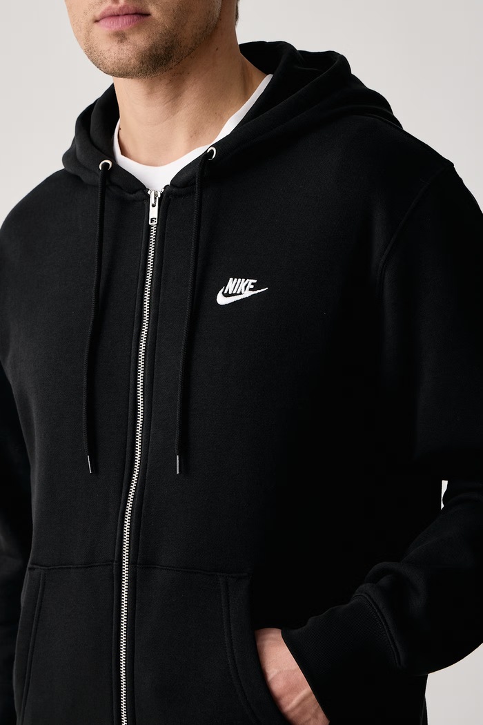 Mikina na zips s kapucňou dámska s bavlnou Club Nike Sportswear FN3861.010 čierna
