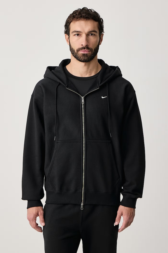 Nike Sportswear Mikina na zips s kapucňou pánska s bavlnou Solo Swoosh čierna HV1084.010