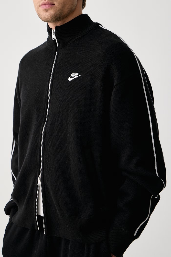 Sweter rozpinany męski z bawełną Club Nike Sportswear II1184.010 czarny