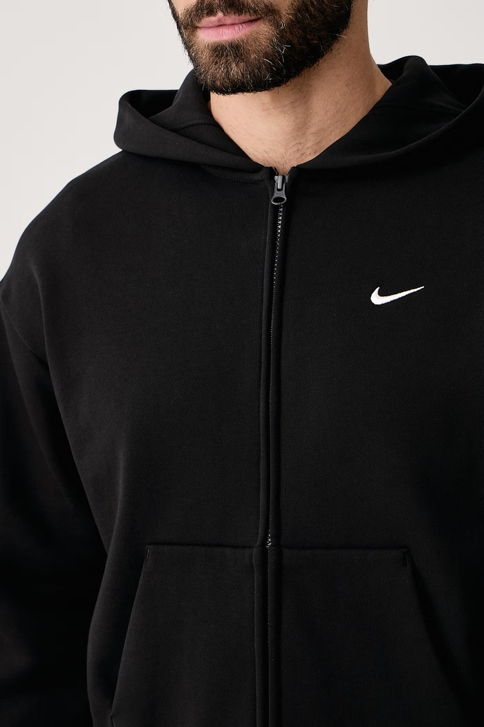 Mikina na zips s kapucňou pánska s bavlnou Solo Fleece Nike Sportswear IX1928.001 čierna