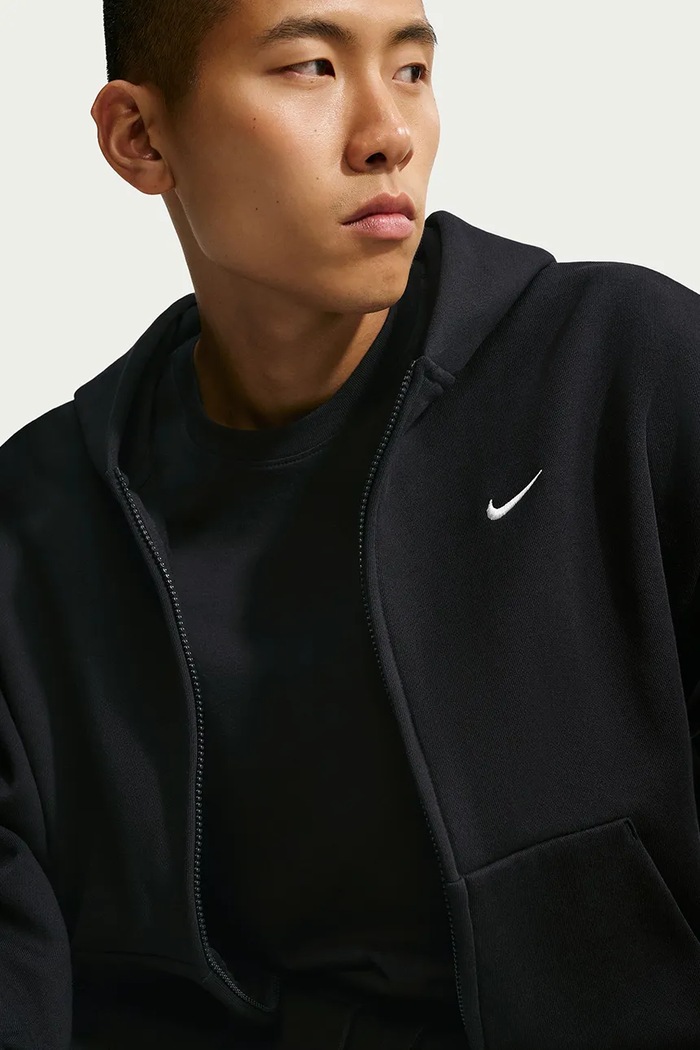 Bluza rozpinana z kapturem męska z bawełną Solo Fleece Nike Sportswear czarny IX1928.001