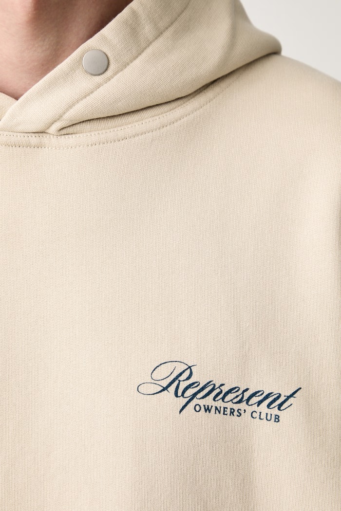 Bluza z kapturem bawełniana męska Represent beżowy OCM41200.27