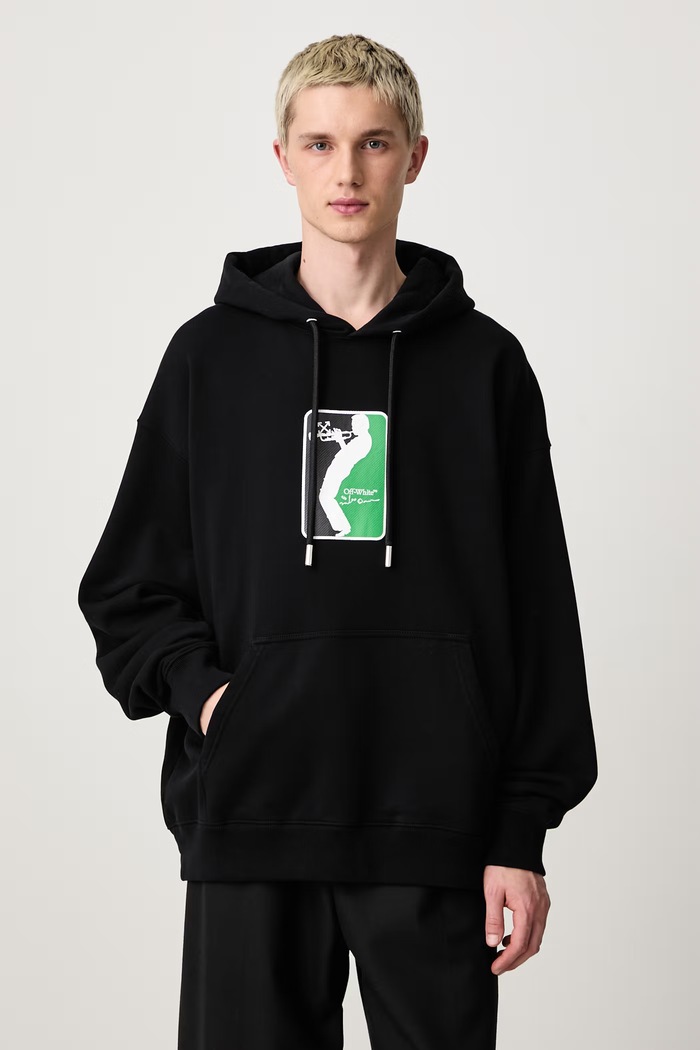 Одежда Off-White League Skate кофта с капюшоном из хлопка для мужчин 44MBB085W26F004001 чёрный