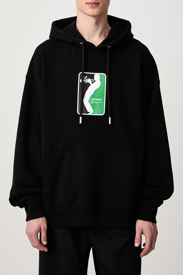 League Skate кофта с капюшоном из хлопка для мужчин Off-White чёрный 44MBB085W26F004001