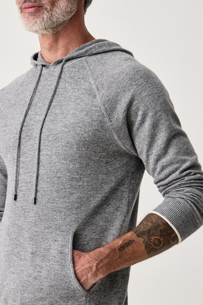 Bluza z kapturem męska z wełny merino MC2 Saint Barth WILB003 szary