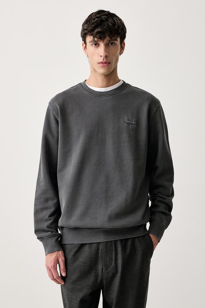 G-Star Bluza męska bawełniana Logo overdyed r szary D28802.E453