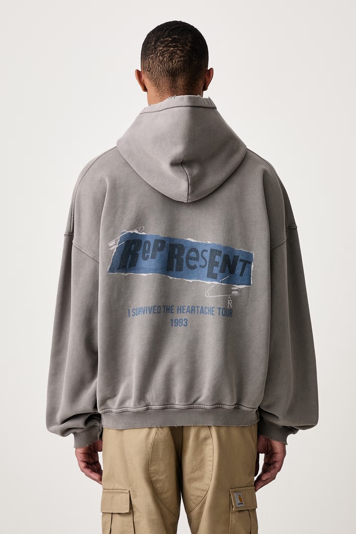 Represent Bluza z kapturem bawełniana męska szary MLM101070