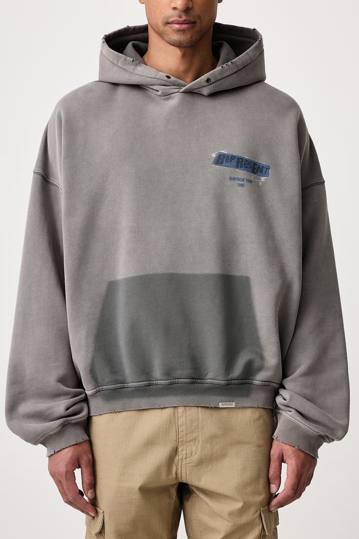 Bluza z kapturem bawełniana męska Represent szary MLM101070