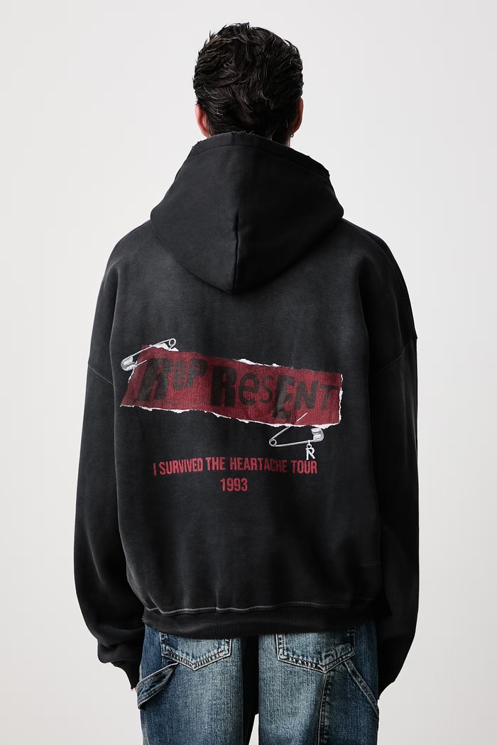Represent Bluza z kapturem bawełniana męska czarny MLM101070