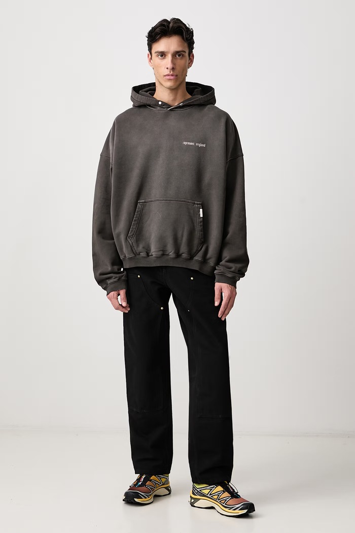 Represent Bluza z kapturem bawełniana męska MLM100902 szary AW26