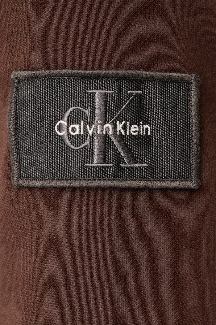 Bluza z kapturem męska z bawełną Calvin Klein Jeans brązowy LV04RJ201G