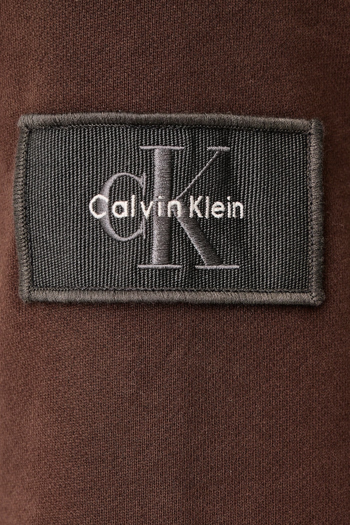 Bluza z kapturem męska z bawełną Calvin Klein Jeans brązowy LV04RJ201G