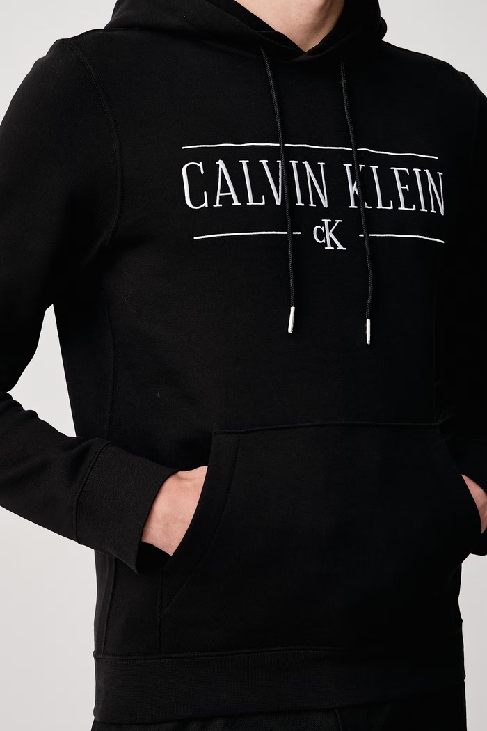 Bluza z kapturem męska z bawełną Calvin Klein Jeans LV04RH238G czarny