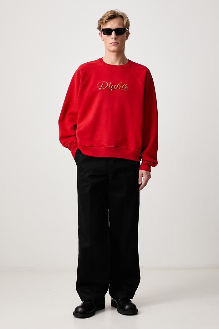 Willy Chavarria DIABLO RAGLAN STANDARD кофта из хлопка для мужчин MUJSW021.064N красный AW26