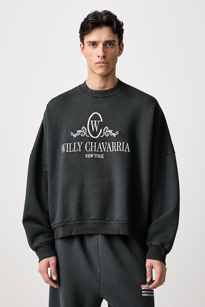 Willy Chavarria OS CHAVANTINO HOOLIGAN hanorac din bumbac pentru bărbați negru MUJSW011.064N