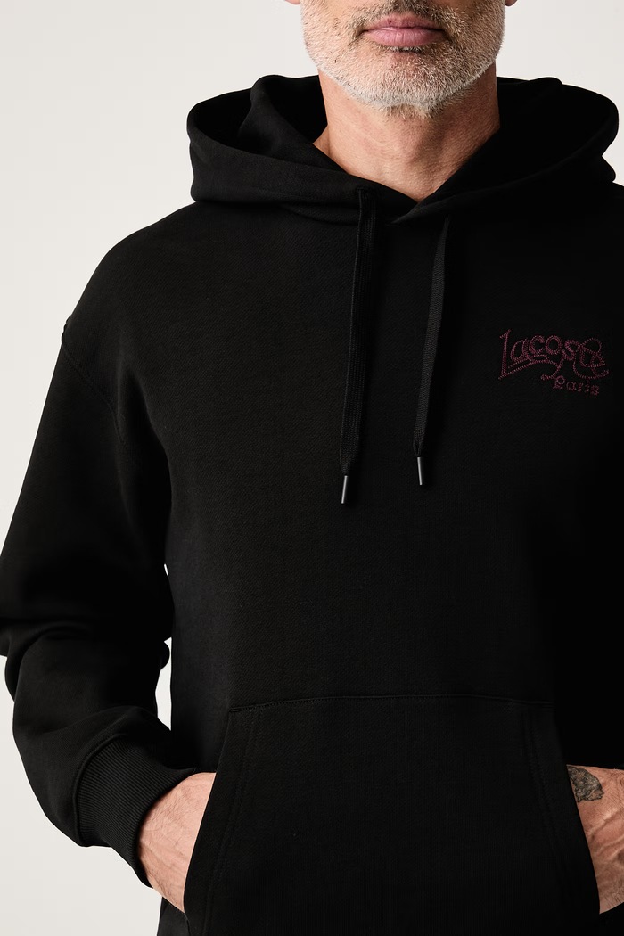 Bluza z kapturem męska bawełniana Lacoste SH9987 czarny