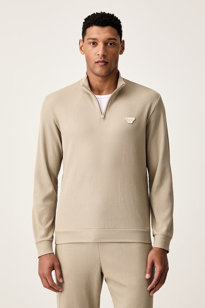 Emporio Armani Underwear Bluza lounge męska z bawełną beżowy EM005780.AF25051