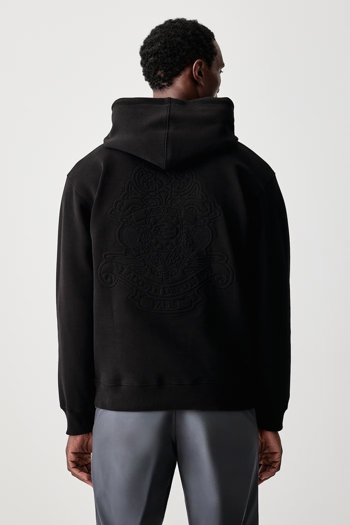 Odzież Lacoste Bluza z kapturem męska z bawełną SH9766 czarny