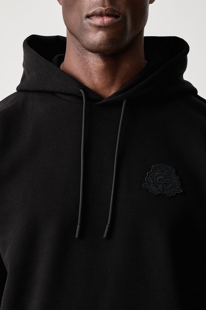 Bluza z kapturem męska z bawełną Lacoste SH9766 czarny