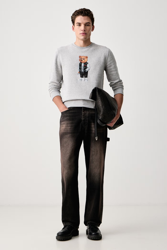 Baron Filou Bluza męska z bawełną 000009936 szary AW26