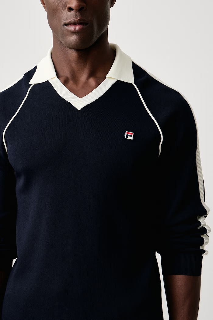 Sweter męski z wiskozą CORTINA Fila FAM1331 granatowy