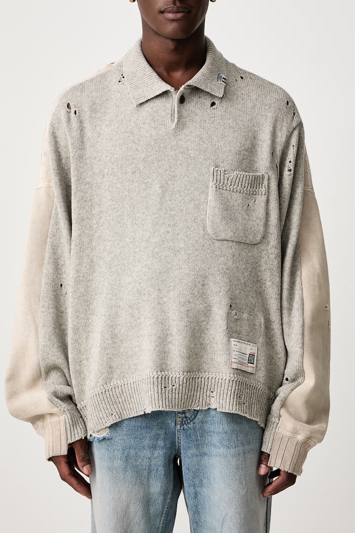 Sweter męski z wełną Maison MIHARA YASUHIRO szary A17SW532