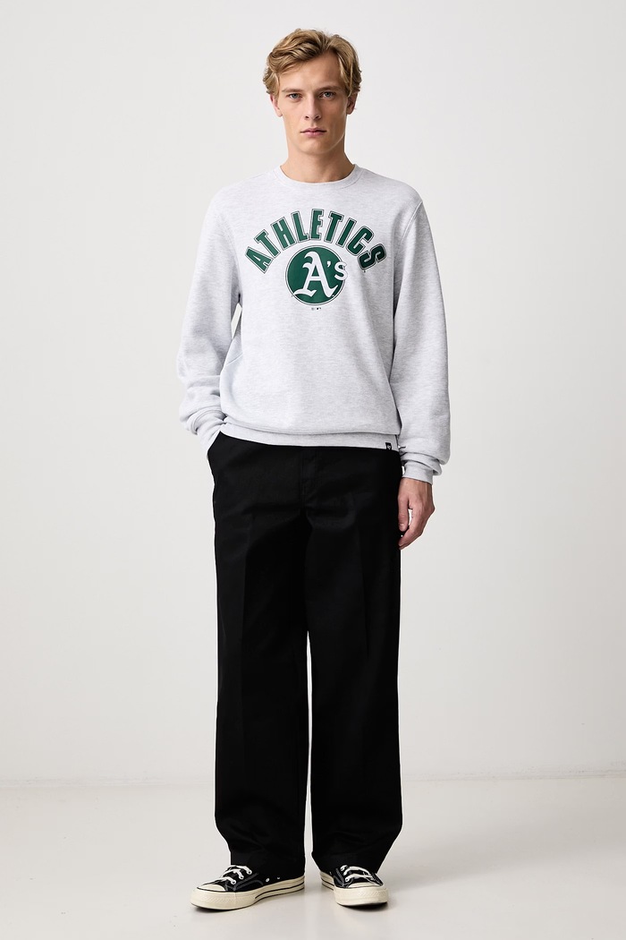 47 brand Bluza męska z bawełną MLB Oakland Athletics 15126227 szary AW26