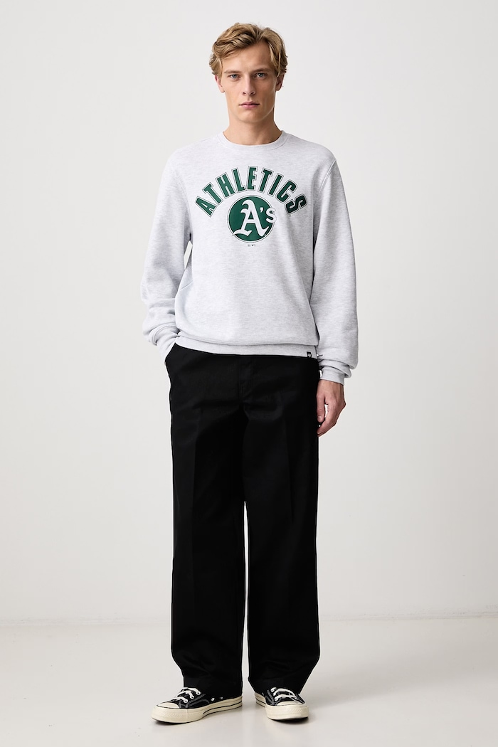 47 brand Bluza męska z bawełną MLB Oakland Athletics 15126227 szary AW26