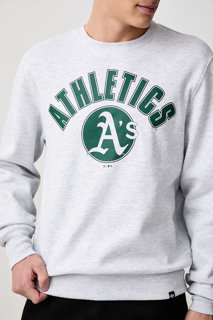 Bluza męska z bawełną MLB Oakland Athletics 47 brand 15126227 szary