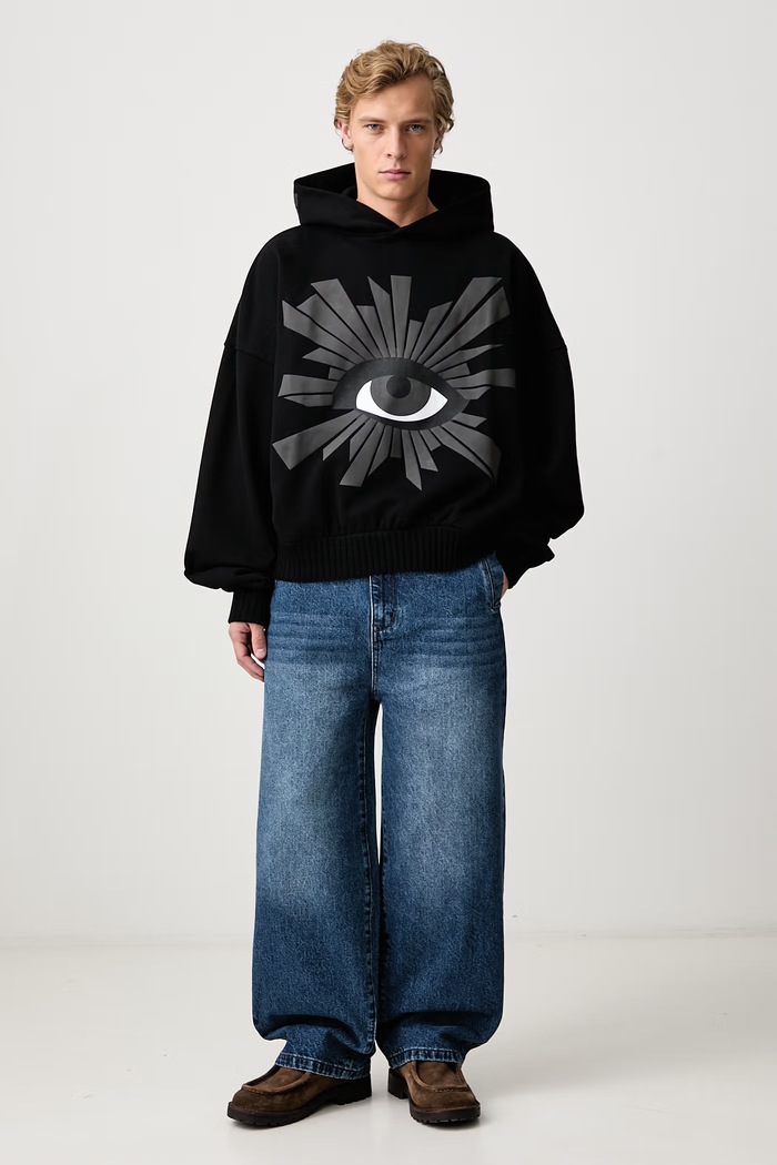 House of Errors All Seeing bluza z kapturem bawełniana męska HEFW26HO01012 czarny AW26