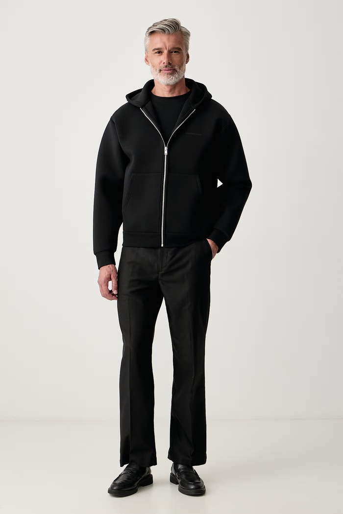 Lindbergh Bluza rozpinana z kapturem męska z bawełną 30.725028 czarny AW26