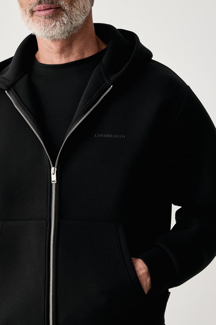 Bluza rozpinana z kapturem męska z bawełną Lindbergh 30.725028 czarny