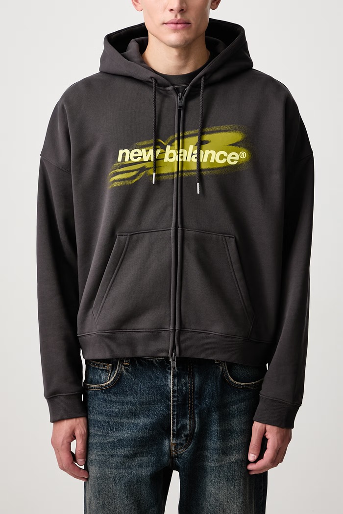 Bluza rozpinana z kapturem z bawełną męska New Balance brązowy MT62D5V6BLK