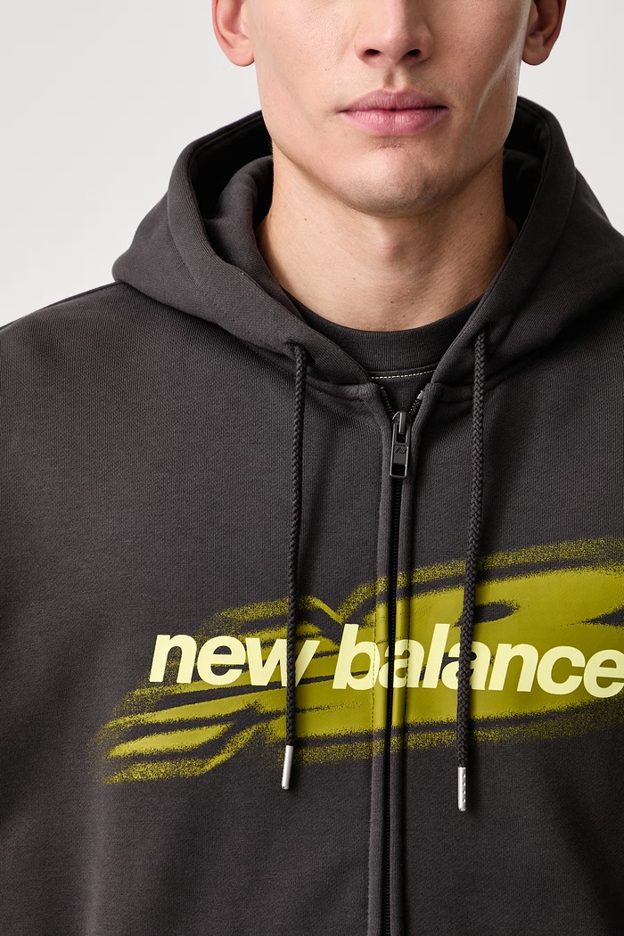 New Balance Bluza rozpinana z kapturem z bawełną męska MT62D5V6BLK