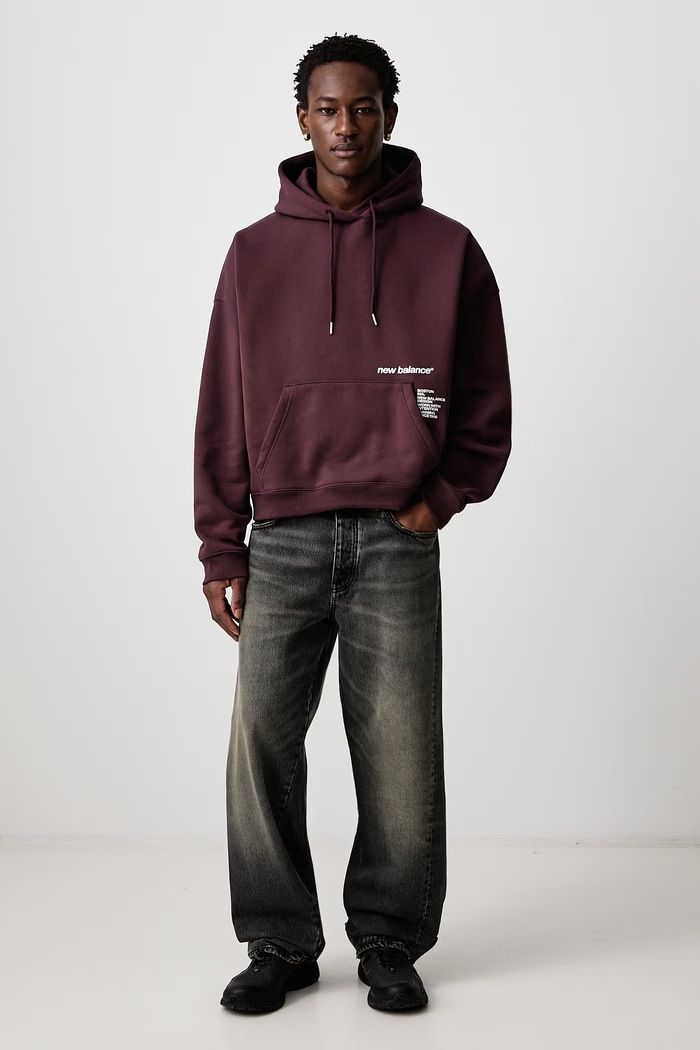New Balance Bluza z kapturem z bawełną damska MT6282DYYLR bordowy AW26