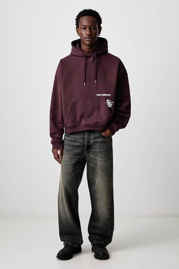 New Balance Bluza z kapturem z bawełną damska MT6282DYYLR bordowy AW26