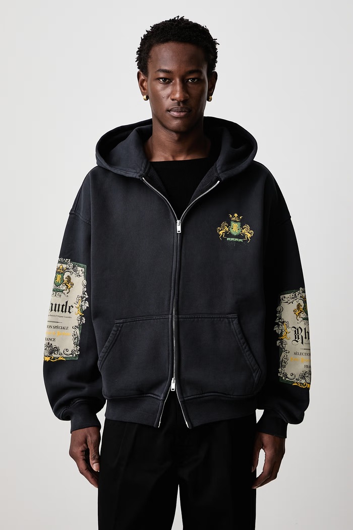 RHUDE Bordeaux Reserve кофта з капюшоном бавовняна чоловіча чорний RHFW26HO12012