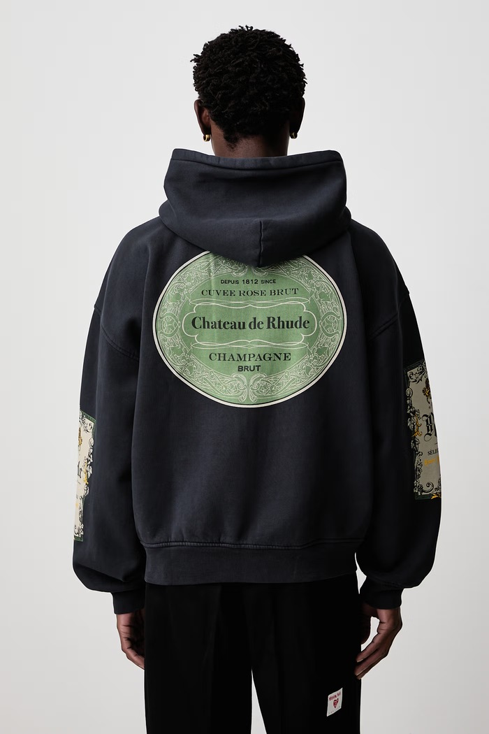Одяг RHUDE Bordeaux Reserve кофта з капюшоном бавовняна чоловіча RHFW26HO12012 чорний